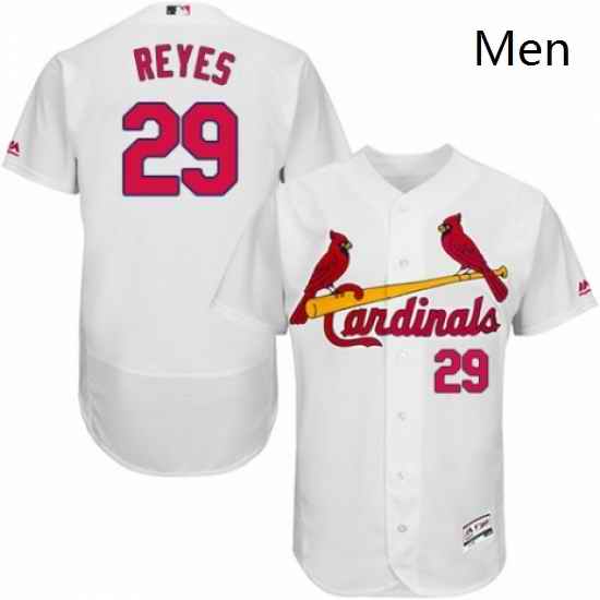 Mens Majestic St Louis Cardinals 29 lex Reyes White Home Flex Base Authentic Collection MLB Jersey